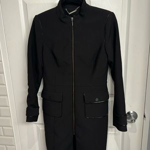White House Black Market Long Jacket with Leather Accents